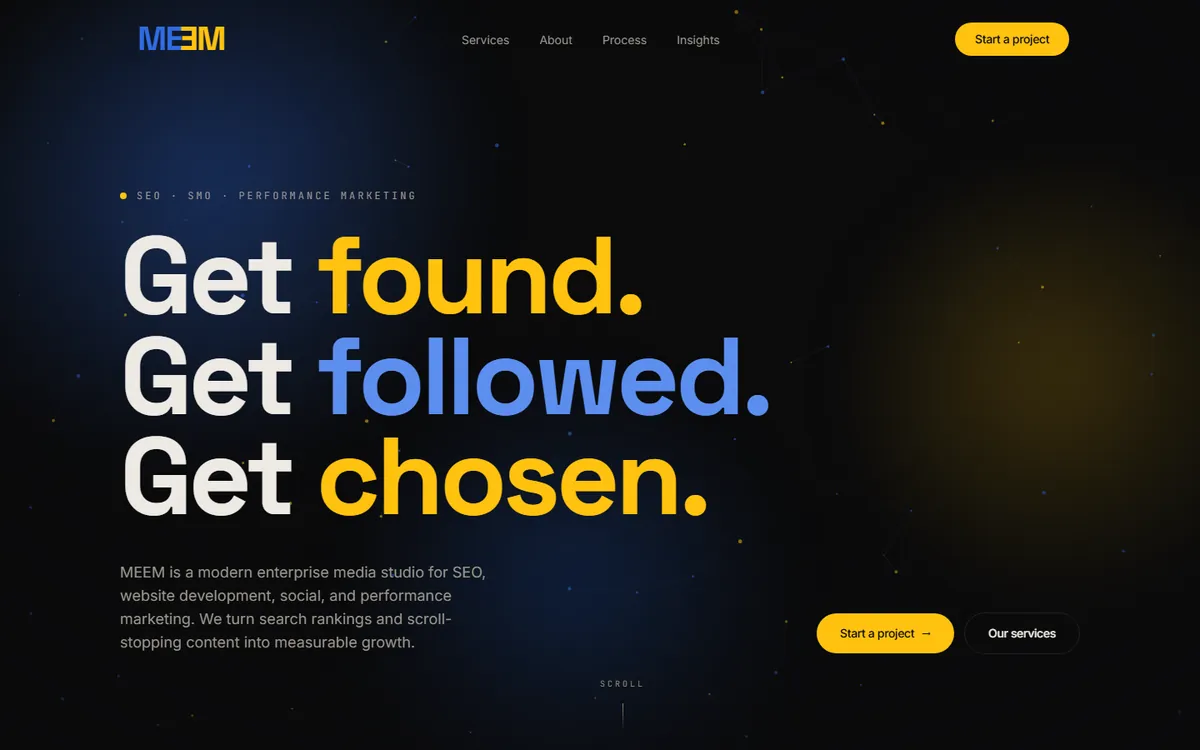 MEEM website, desktop view